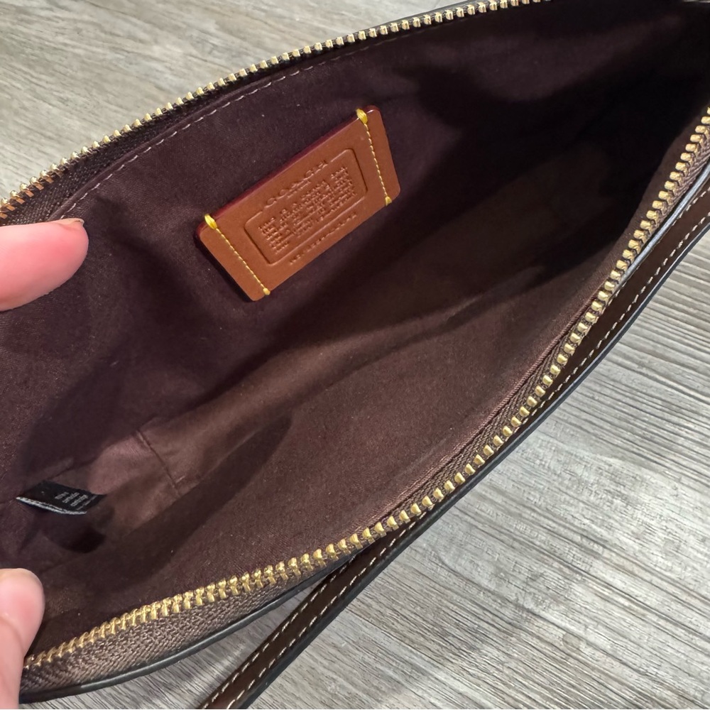 Coach Plaza Small Signature Canvas Slim Shoulder Bag in Brass/Maple - Picture 16 of 16